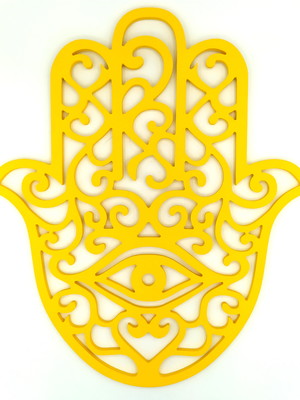 Mão de fátima hamsa em mdf (30cm) (amarela)