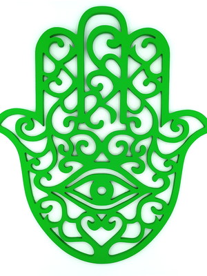 Mão de fátima hamsa em mdf (30cm) (verde)