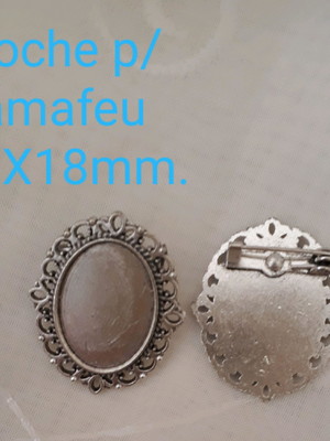 Broche p/camafeu /níquel envelhecido.(13x18mm./2pçs.)