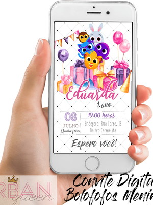 Convite digital bolofofos menina