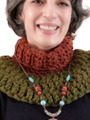 Gola crochê lã bicolor