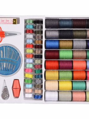 Kit acessórios de costura viagem pequenos reparos 64 linhas