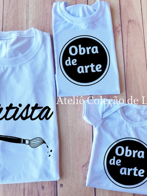 Kit dia dos pais - pai e 2 filhos - artista e obra de arte