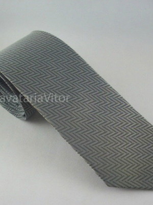 Gravata cinza geométrica normal kit 10