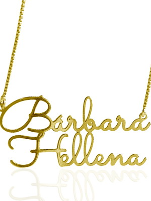 Colar com pingente de nome composto fonte fina personalizado