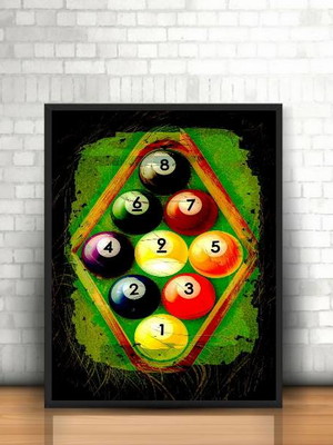 Quadro decorativo bolas de sinuca coloridas