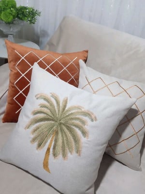 Kit de 3 capas de almofadas decorativas em linho bordadas