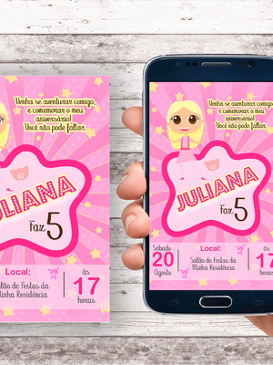 Convite virtual aventureira rosa - luccas neto