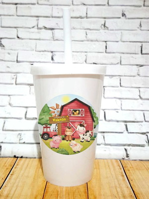 10 copos happy fazendinha aquarela