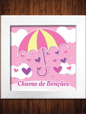 Quadro / chuva de bênçãos / 20x20cm / com vidro