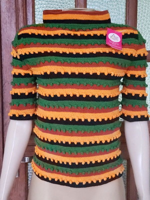 Blusa de croche pipoca colorida