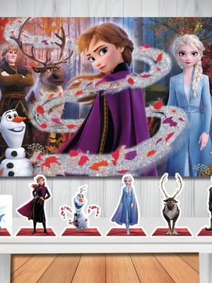 Kit cenário frozen 2 painel de festa e display de mesa