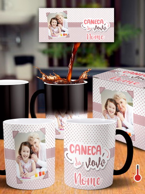 Caneca mágica da vovó dia dos avós com foto + caixa