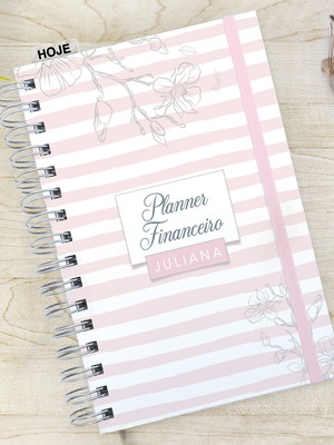 Planner financeiro a5 com envelope -linhas rosa