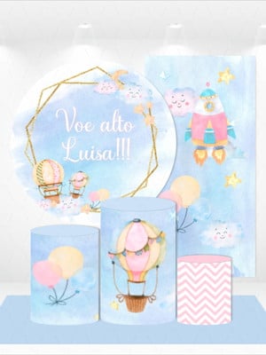 Conjunto de capas painel e cilindros voe alto personalizado
