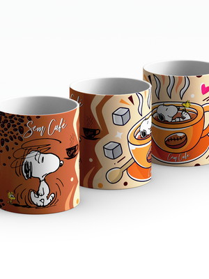 Caneca snoopy sem café e com café