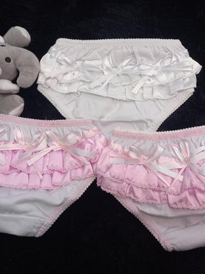 3 calcinha infantil babado renda bunda rica menina