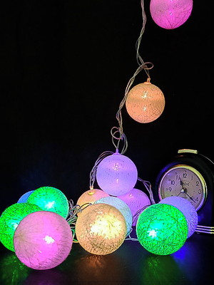 Led barbante colorido 40 bolas com luz de leds 5m