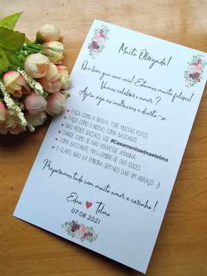 Cartão de agradecimento casamento
