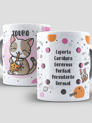 Caneca gatos e signos - touro