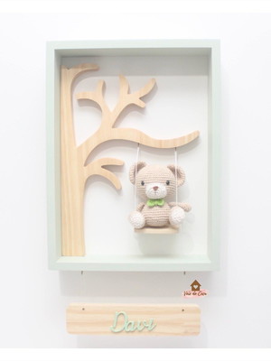 Urso - quadro com árvore - porta maternidade