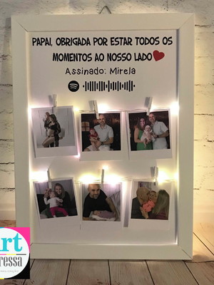 Quadro interativo personalizado com fotos e led pai