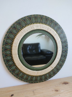 Mandala com espelho e sisal 60cm