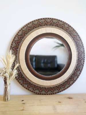 Mandala com espelho e sisal 80cm