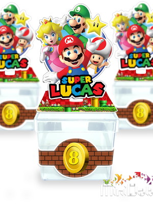 Caixa acrílica 5 cm mario bros