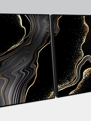 Composição abstrato fluido com preto e dourado