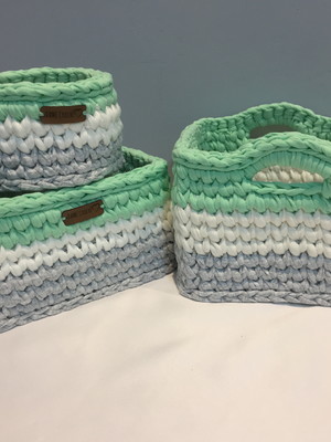 Kit higiene crochê fio de malha, 5 peças bases em acrílico