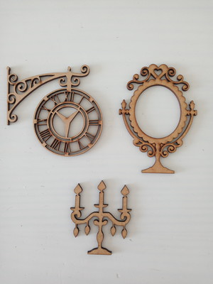 Kit 8 apliques mdf crú 3mm diversos