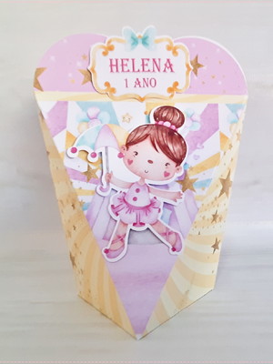 Caixa coração circo rosa aquarela