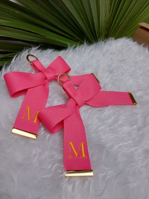 Chaveiro laço chique fitas rosa pink