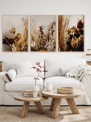 Quadros decorativos folhagens boho moderno premium