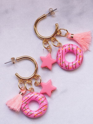 Brinco donuts rosa