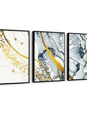 Quadros decorativos para sala abstrato azul gold corredor