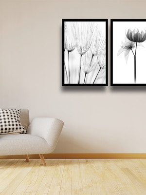 Quadros decorativo folhagem preto e branco