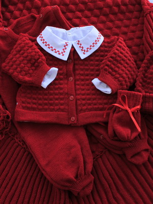Saída maternidade menino tricô manta casaco rn vermelho