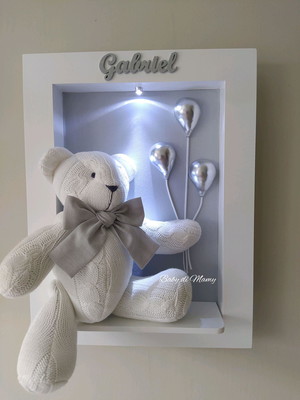Quadro urso tricô com led