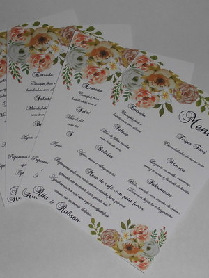 Cardápio / menu personalizado para festas
