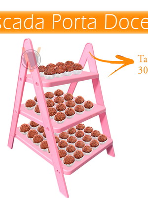 Escada para docinhos - escada para decoração - escada rosa
