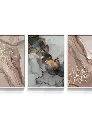 Quadro decorativo mármore cinza ambar dourado sala abstrato