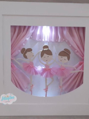 Enfeite quadro decorativo bailarina com led.
