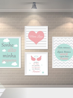 Quadros decorativos para quarto de menina oração santo anjo