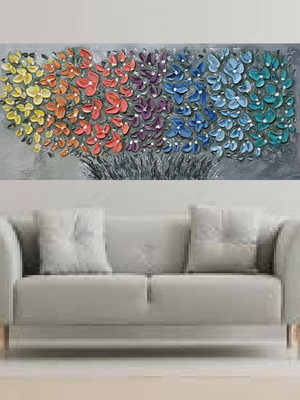 Quadro decorativo pintura em tela sala 80x160cm