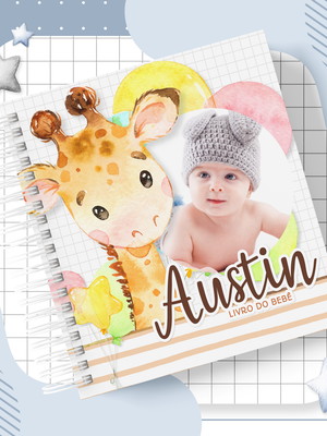 Livro do bebê girafa aquarela