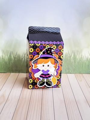 Caixa de leite personalizada com apliques tema halloween