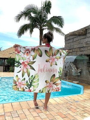 Canga pareô max personalizada com nome - florais