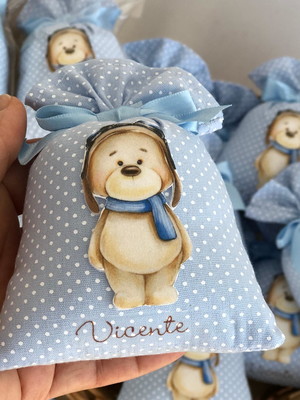 Lembrancinha sachê urso aviador